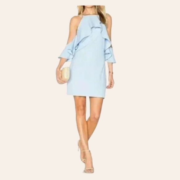 Endless Rose x Revolve Baby Blue Off Shoulder Ruffle Dress - Picture 1 of 12